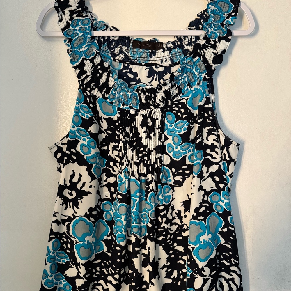 The Limited Floral Blue and Black Women's Top